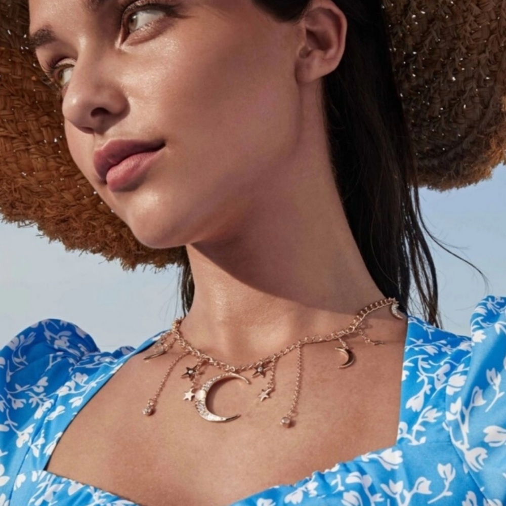 Bohemian Moon & Stars Crystal Necklace - Picture 4 of 16